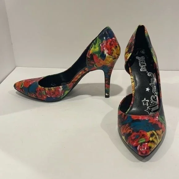 Brash Floral Multicolor Pattern D'orsay Pumps               Size 7 - Picture 2 of 7